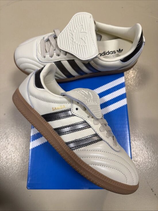 adidas Originals Shoes - Women's Adidas Originals Samba Long Tongue Shoes - Cream White Black Gum JP6143
